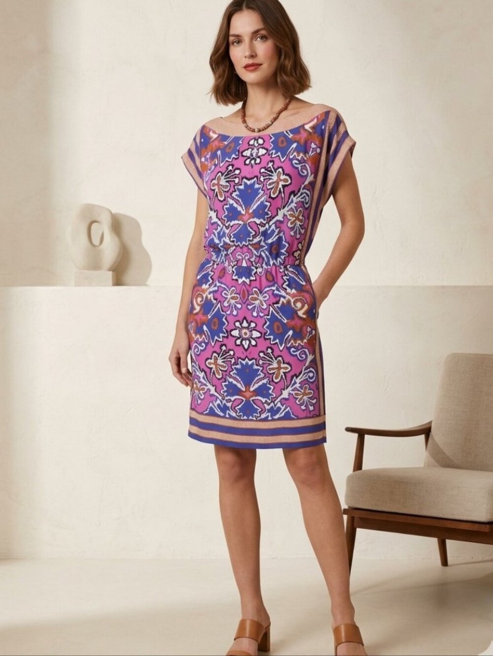 Loft Floral Shift Dress Size L